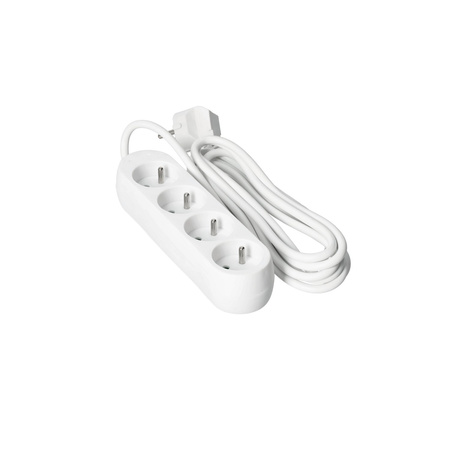 Przedłużacz Sieciowy Wtyk 4x Gniazdo z Uziemieniem Listwa Zasilająca 3m Biały Linea Kobi
