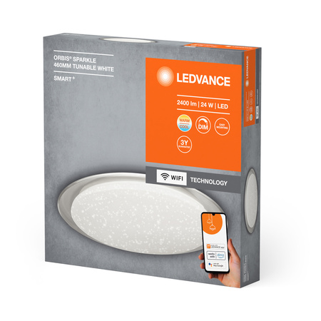 Plafon LED Natynkowy 24W 1800lm CCT Ściemnialna 46cm Biały SMART+ WiFi Sparkle Ledvance