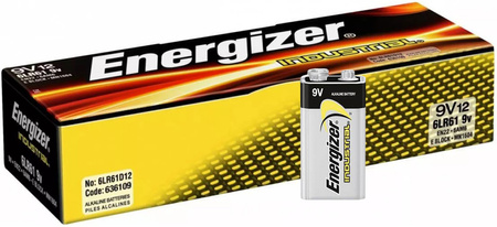 Baterie Alkaliczne ENERGIZER Industrial R9 6LR61 6F22 9V 12szt.