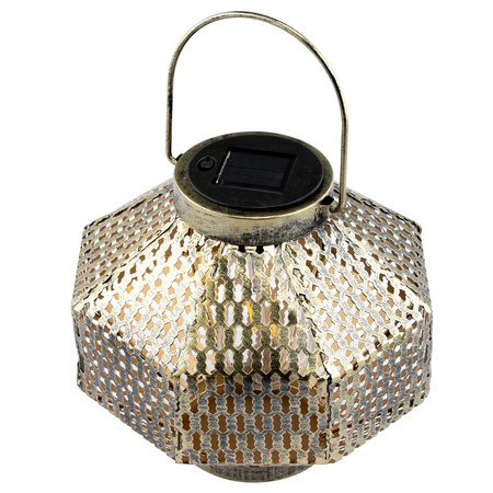 Lampa LED solarna Lampion ogrodowa filament LATARENKA wisząca metalowa miedziana
