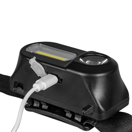 Latarka Czołowa Akumulatorowa LED 250lm XPE + COB LED 7 Trybów Pracy VAYOX