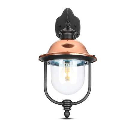 Lampa Ogrodowa Elewacyjna Kinkiet E27 Przezroczysty klosz Czarny mat VT-852 V-TAC