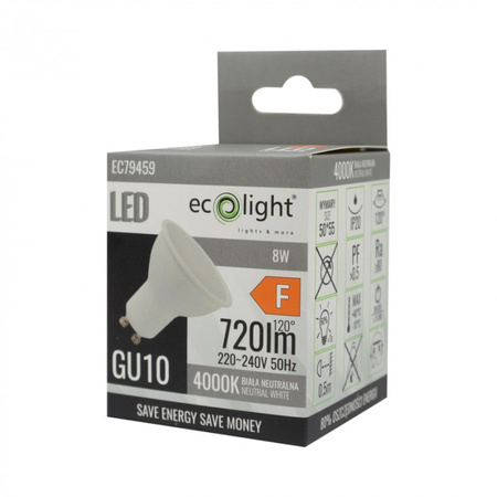 Żarówka LED Reflektor GU10 8W 720lm 4000K Neutralna Ecolight