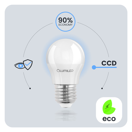 Żarówka LED E27 Kulka P45 8W = 60W 880lm 3000K Ciepła 180° LUMILED