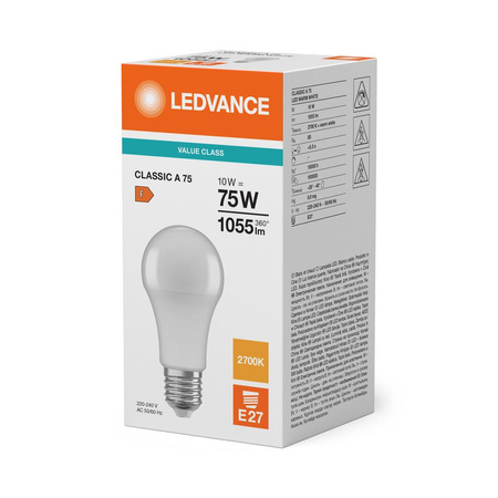 Żarówka LED A60 E27 10W = 75W 1055lm 2700K Ciepła Biała LEDVANCE