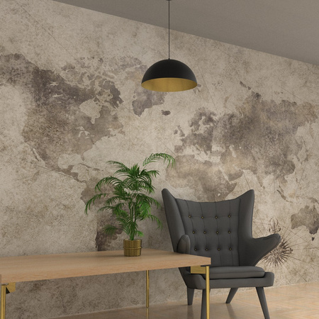 Lampa Wisząca Sufitowa BETA Czarna Złota 1xE27 45cm Milagro