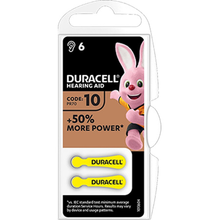 BATERIE do aparatu słuchowego Duracell DA-10 BL6