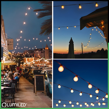 Girlanda Solarna Ogrodowa 20x LED Ozdobne Żarówki G50 10.6m 3000K RGB + Pilot EREMI LUMILED