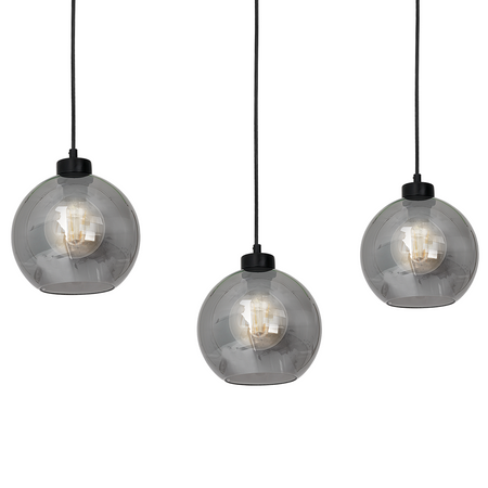 Lampa wisząca SOFIA 3xE27 MLP65800 Przydymiony Klosz Kula Milagro Metal + Szkło