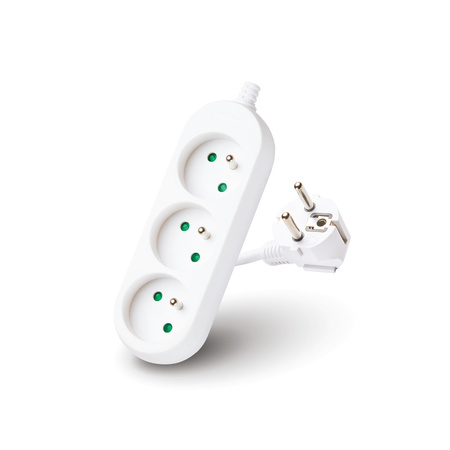 Przedłużacz Sieciowy Wtyk 3x Gniazdo z Uziemieniem Listwa Zasilająca 5m Biały Linea Kobi