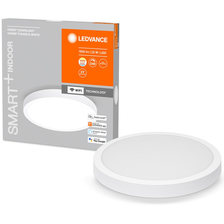 Oprawa Podtynkowa Panel LED Punktowa SPOT 22W 1800lm Ściemnialna CCT Okrągła 40cm Biały SMART+ WiFi Downlight Ledvance