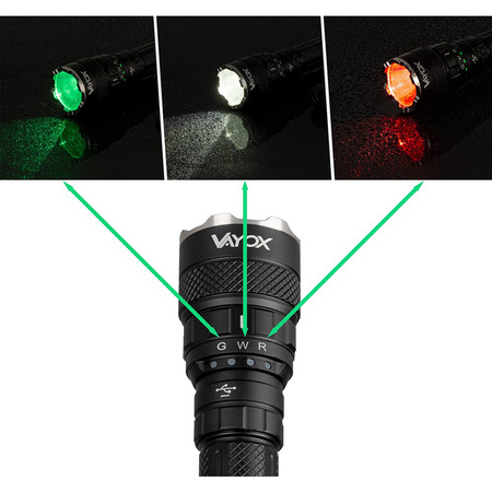 Latarka Taktyczna LED Ręczna Mocna 3-kolorowa SST40 1500lm Pro Series VA0099 Vayox