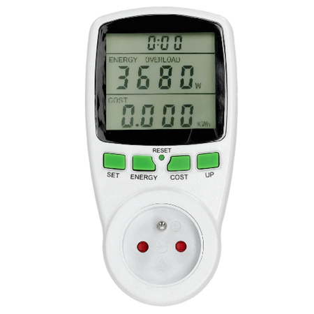 Miernik Mocy PMM1 z Pomiarem Zużycia Energii Emisji CO2 Kosztów Energii Biały KOBI