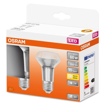 2PAK Żarówka LED E27 R63 4,3W = 60W 350lm 2700K Ciepła 36° OSRAM STAR