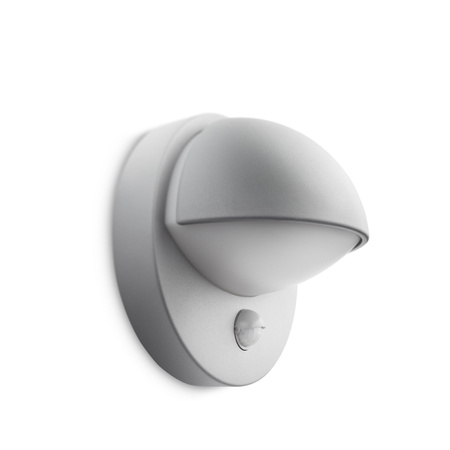 Kinkiet Ogrodowy Lampa Elewacyjna Zewnętrzna E27 IP44 z Czujnikiem Ruchu i Zmierzchu Szara June Philips