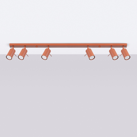 Lampa Sufitowa Reflektor Tuba Spot 6x GU10 Ochra Czerwona Ring Bittersweet Shimmer SL.1511 Sollux