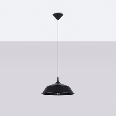 Lampa Sufitowa Wisząca Zwis E27 Okrągła Czarna Skandynawska Frika Sollux