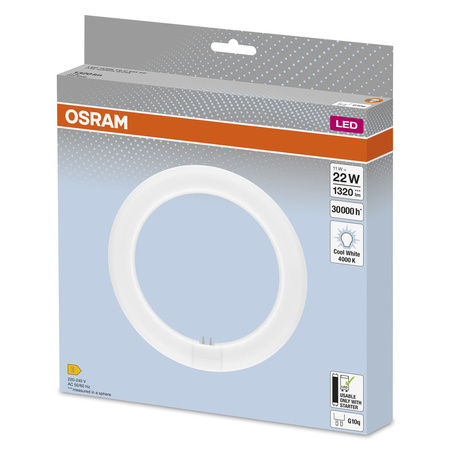 Świetlówka LED T9 Kołowa G10q 11W = 22W 1320lm 4000K Neutralna 110° LED TUBE EM Osram