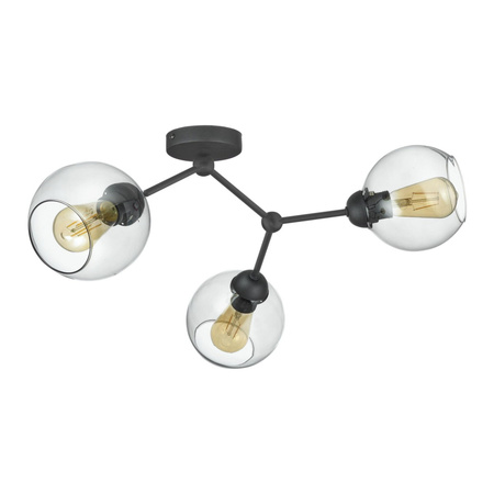 Lampa Sufitowa FAIRY Żyrandol Czarno-Grafitowa Szklana Loftowa 3xE27 4372 TK Lighting