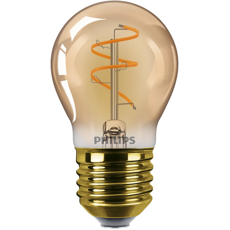Żarówka LED E27 Kulka P45 2.7W = 15W 180lm 1800K Ciepła CRI90 300° FILAMENT Vintage Bursztynowa Ściemnialna Decorative Philips