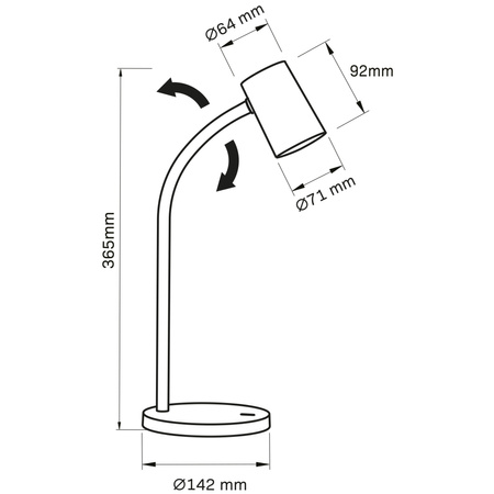 Lampka Biurkowa Stołowa GU10 Czarna Felix Sanico Goldlux
