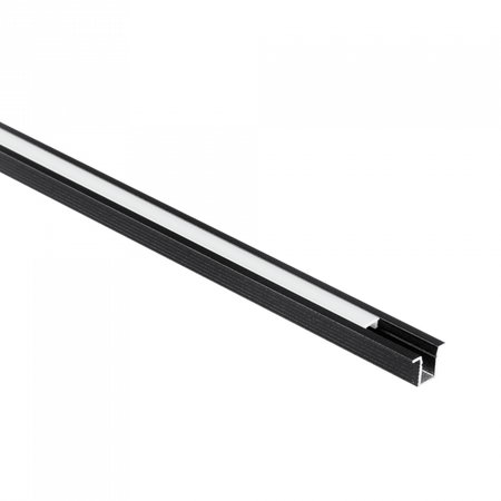 Profil Aluminiowy LED Wpuszczany Podtynkowy Czarny 2m z Kloszem Mlecznym do Taśm LED + Zaślepki seria PW Ecolight
