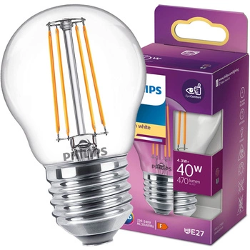 Żarówka LED E27 P45 4,3W = 40W 470lm 2700K Ciepła Filament PHILIPS