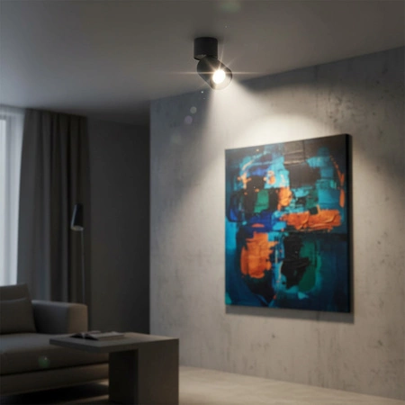 Oprawa Sufitowa Natynkowa NIXA GU10 Tuba Spot Ruchoma 360° Okrągła Czarna GOLDLUX