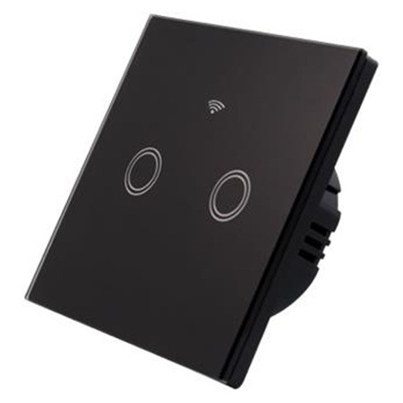 Włącznik szklany DOTYKOWY Wi-Fi LED czarny podwójny