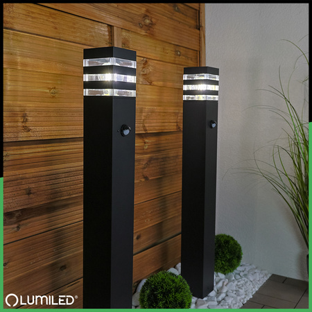 Lampa Ogrodowa Słupek Zewnętrzny Stojący E27 LED Czujnik Ruchu TAXUS 2 80cm LUMILED