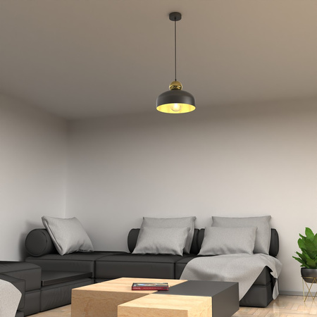 Lampa Wisząca Sufitowa HARALD Złota Czarna 1xE27 Milagro