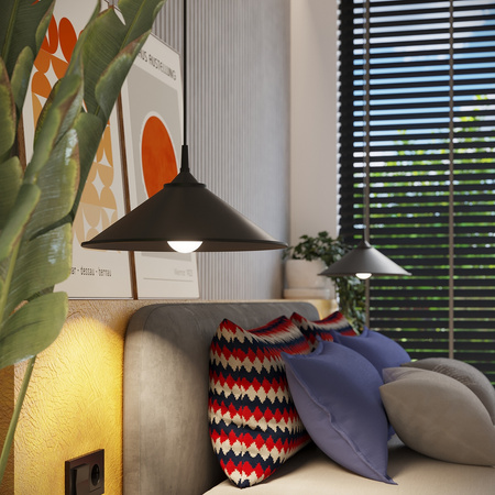 Lampa Sufitowa Wisząca Zwis E27 Geometryczna Czarna Skandynawska Zuma Sollux