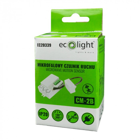 Mikrofalowy Czujnik Ruchu i Zmierzchu z Sondą Biały 15m 360° CM Ecolight