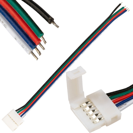 Złączka do taśmy LED 5PIN RGB+W 1-stronna z przewodem 12mm