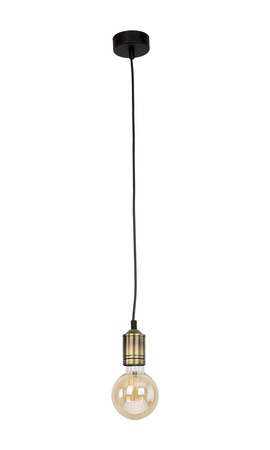 Lampa Wisząca BORNEO E27 Zwis Zawiesie 60cm Czarny Kabel Loft Mosiądz Jupiter