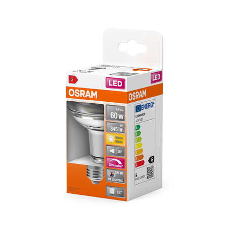 Żarówka LED R63 Reflektor E27 4.9W = 60W 345lm 2700K Ciepła CRI90 36° Ściemnialna SUPERSTAR Osram
