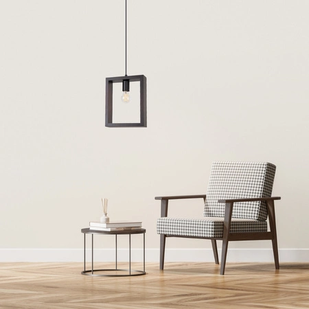 Lampa Sufitowa Wisząca Zwis E27 Żyrandol Kwadratowa Brązowa Skandynawska Aries Sollux