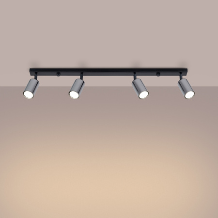 Lampa Sufitowa Oprawa Natynkowa SPOT TUBA Reflektor 4x GU10 Tubularna Czarna Chrom Nowoczesna Winx Sollux