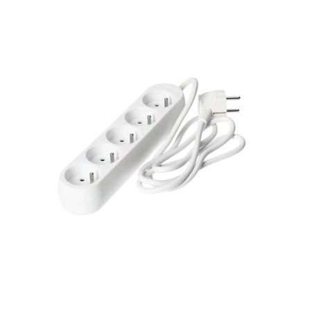 Przedłużacz Sieciowy Wtyk 5x Gniazdo z Uziemieniem Listwa Zasilająca 1.5m Biały Linea Kobi