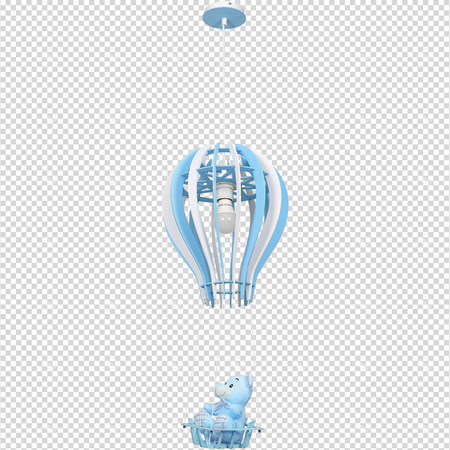 Lampa wisząca BALONIK 1xE27 60W Dziecięca Balonik Miś Niebieska MLP6427 Milagro Metal + Drewno
