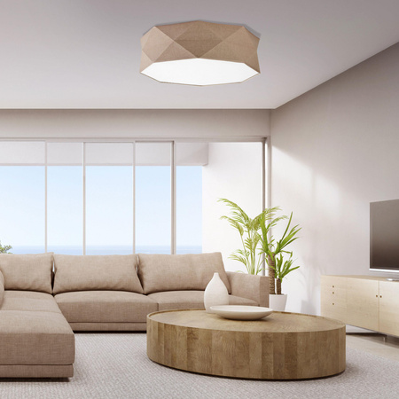 Lampa Sufitowa Plafon Oprawa KANTOOR NATURE Okrągła Biało-Beżowa Lniana 60cm 15W 4xE27 6195 TK Lighting