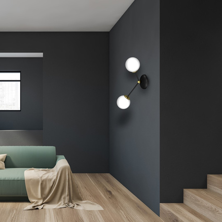 Lampa Ścienna Kinkiet JOY Czarna Złota 2xE14 Milagro