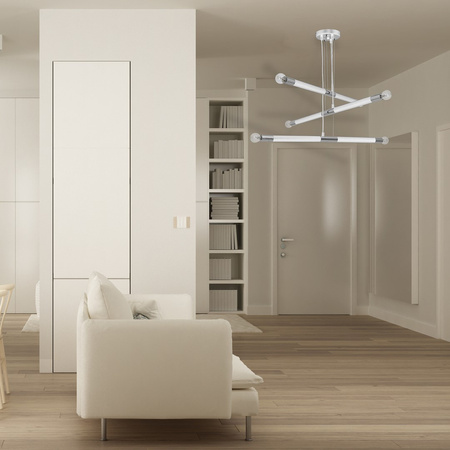 Lampa wisząca BASTONE 6xE14 Prosta Forma Minimalistyczna Biała Chrom MLP6568 Milagro Metal