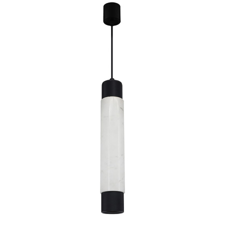 Lampa wisząca MARBLE 1xGU10 Podłużny Klosz Walec Czarna Biała ML6341 Milagro Metal + Marmur