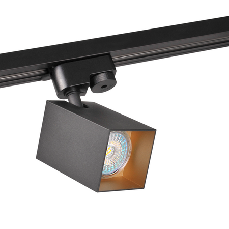 Zestaw Szynowy Szynoprzewód Szyna Listwa 1-Fazowa + 3x Reflektor GU10 Czarna Złota SQUARE Sanico Goldlux