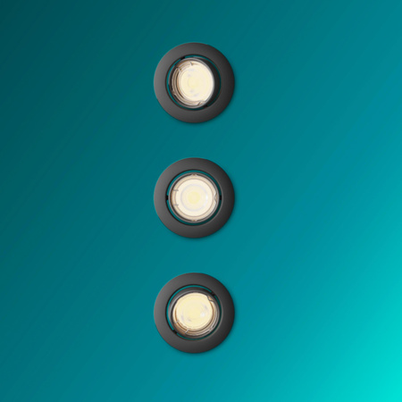 3x Oprawa Podtynkowa Wpuszczana LED GU10 Ruchoma Aluminiowa Okrągła Czarna Peridot Philips