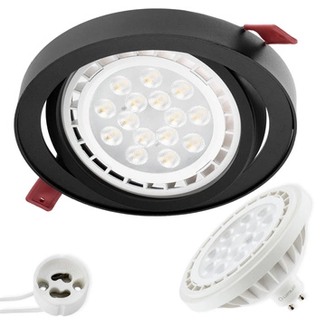 Zestaw Oprawa Podtynkowa Ruchoma GU10 ES111 Okrągła Czarna Carpi LUMILED + Żarówka LED GU10 ES111 15W 4000K