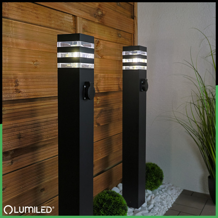 Lampa Ogrodowa Słupek Zewnętrzny Stojący E27 LED z Gniazdem TAXUS 2 80cm LUMILED