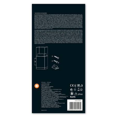 Lampa Ogrodowa Zewnętrzna Kinkiet Elewacyjny LED 9W 800lm 3000K IP44 Srebrny Endura Ledvance