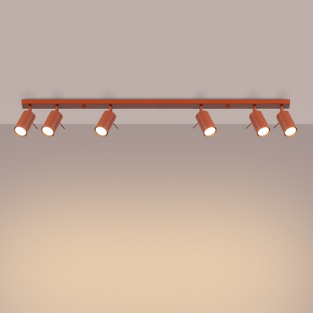 Lampa Sufitowa Reflektor Tuba Spot 6x GU10 Ochra Czerwona Ring Bittersweet Shimmer SL.1511 Sollux
